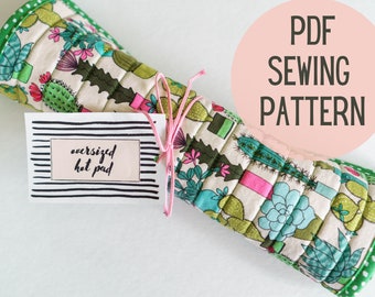 PDF Large Casserole Hot Pad Tutorial, Printable Sewing Pattern || Oversized quilted pot holders, handmade gift to sew for the home.