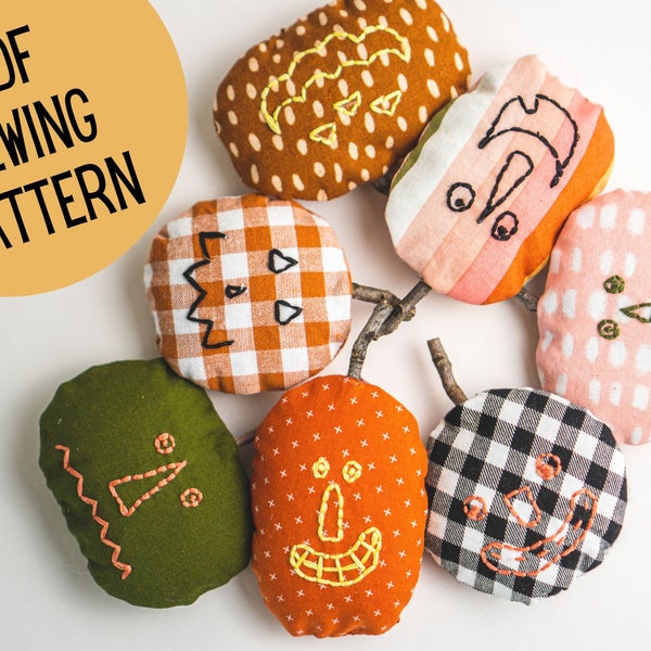 Fall Pumpkin PDF Sewing Pattern, Digital Instant Download Tutorial, Jack-o-Lantern, Halloween Ornaments for Fall Decor, Toy, or Garland