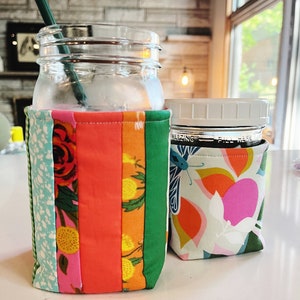 Mason Jar Insulated Cozy PDF Sewing Pattern, a Coozie in two sizes, Instant Digital Download, Beginner Tutorial, Quart and Pint Size Jars image 5