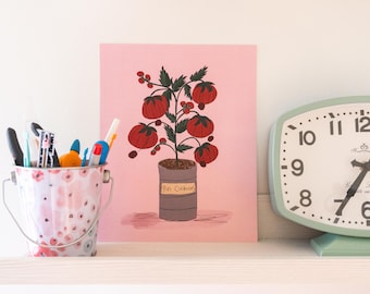 Tomato Pin Cushion Plant Art Print: Sewing Room Decor (8x10)