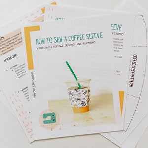 PDF Reusable Coffee Sleeve Sewing Pattern, Printable Download Tutorial ...