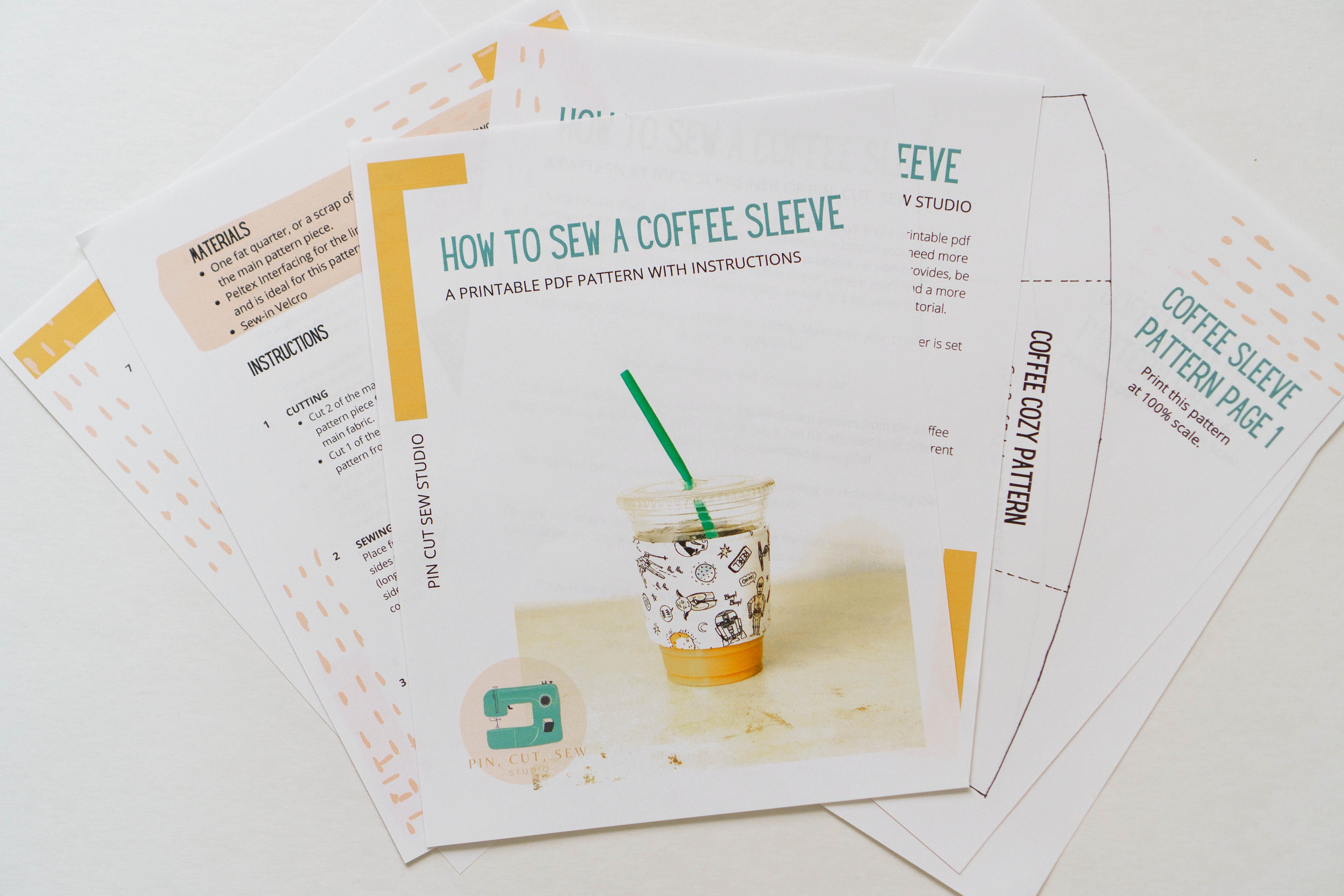 Reuseable Coffee Sleeves || PDF Sewing Pattern — Pin Cut Sew Studio