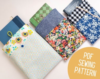 Fabric Book or iPad Sleeve PDF sewing pattern, protective padded book cover for any size book or tablet, handmade gifts for booklovers