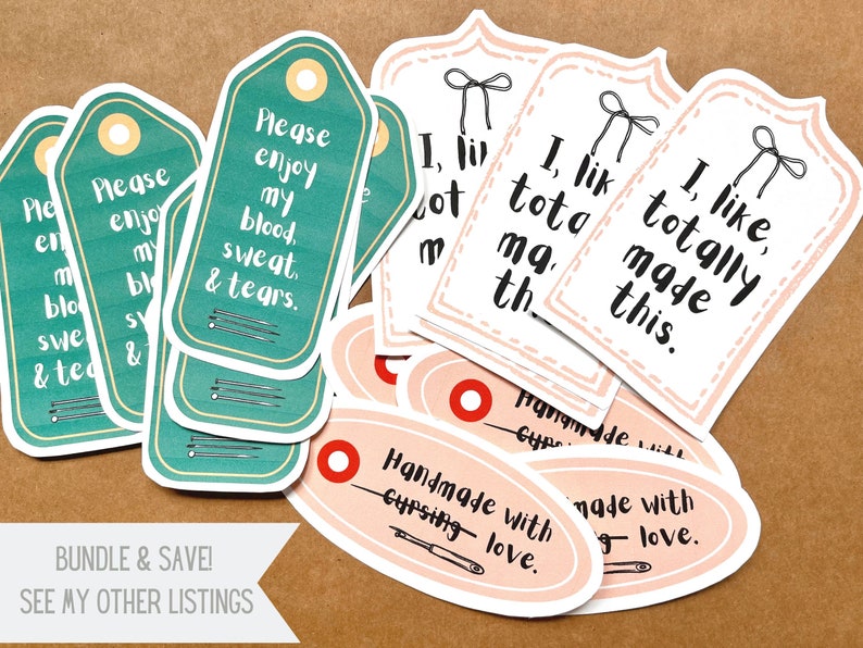 Printable Handmade With Love Gift Tags Instant PDF Download - Etsy