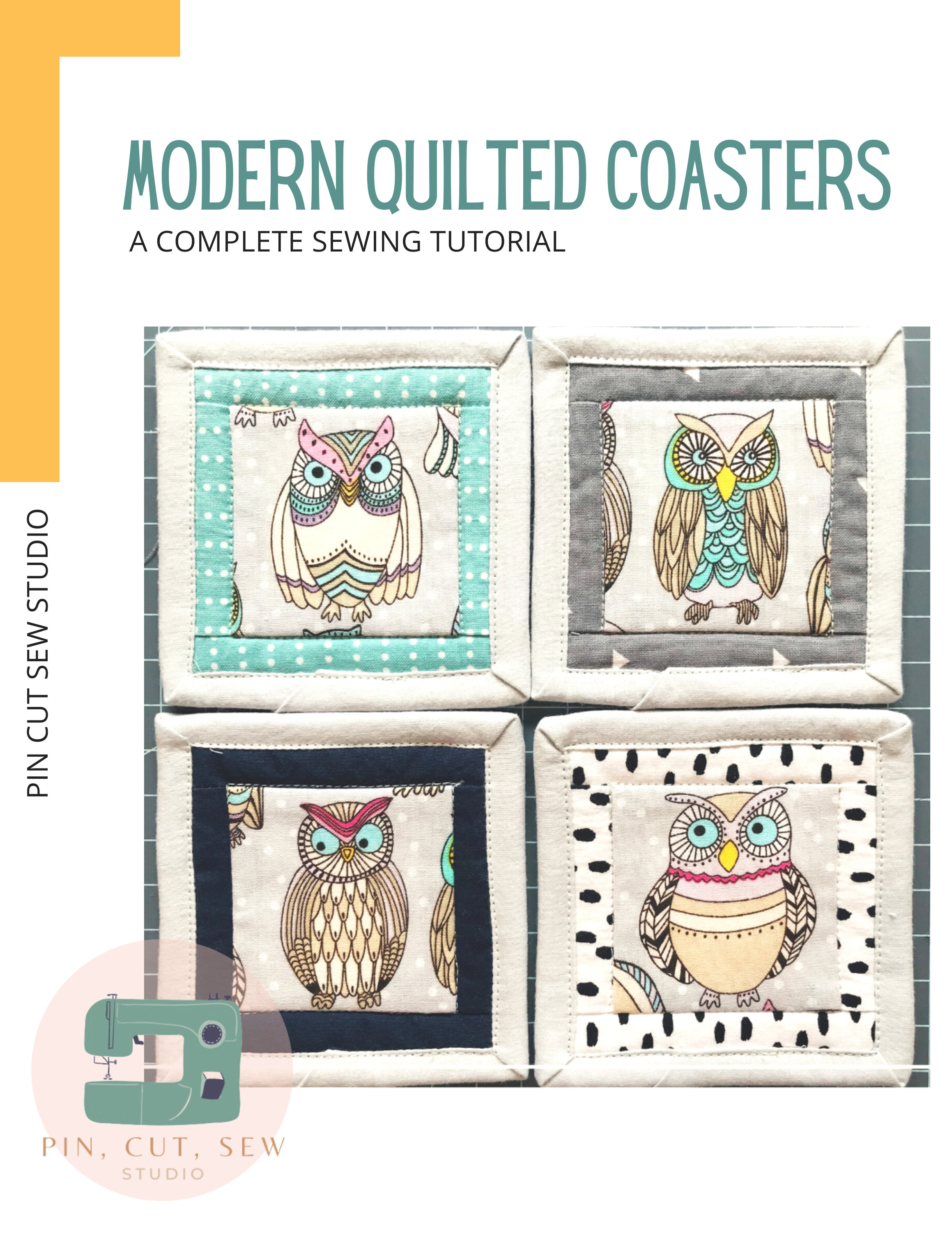 Quilted Fabric Coasters Sewing Pattern PDF printable tutorial — Pin
