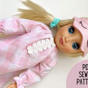 18" Doll Nightgown Sewing Pattern with Sleep Mask & Slippers (PDF Download)