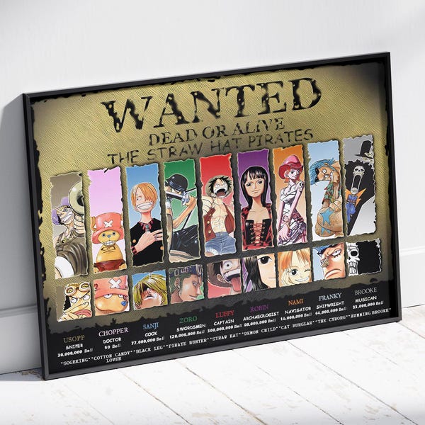 One Piece Wanted Posters Straw Hat - Etsy