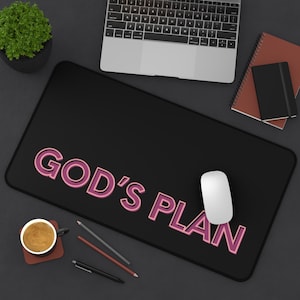 Gottes Plan Schreibtischmatte - Inspirierendes Design, große Schreibtischunterlage, kleine Mausunterlage, einzigartiges Arbeitsplatzdekor, kundenspezifisches Schreibtischzubehör