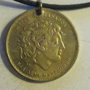 Authentic  Vintage  Greece  Alexander The  Great  Greek  Coin Pendant