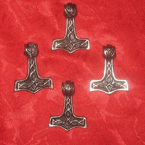 New Wholesale Lot of 4 Metal Thor's Hammer Pendants