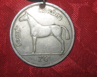 Authentic Rare Vintage Irish Horse Harp Coin Pendant