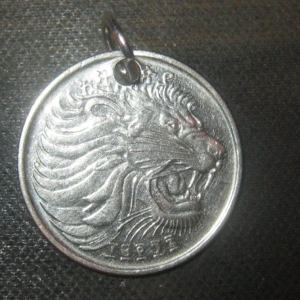 Rare 20MM  Authentic Ethiopia  African Lion  Coin  Pendant Necklace