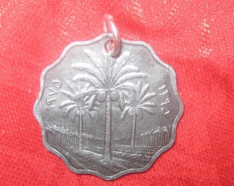 25MM Authentic IRAQ Iraqi Palm Trees Stainless Steel  Coin Pendant Necklace