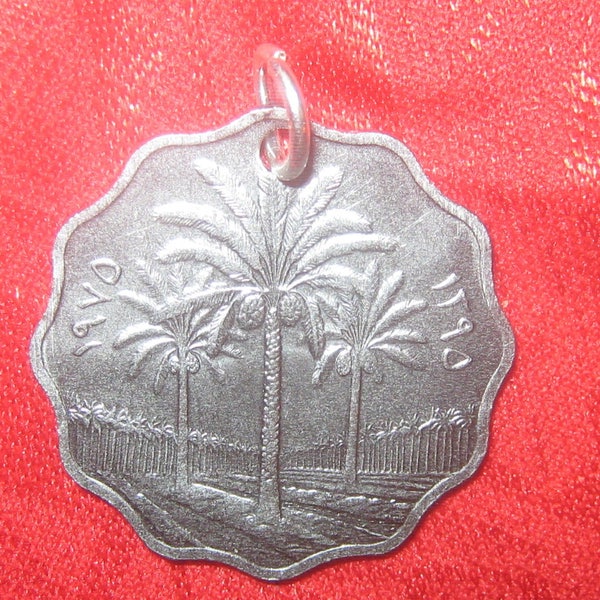 25MM Authentic IRAQ Iraqi Palm Trees Stainless Steel  Coin Pendant Necklace
