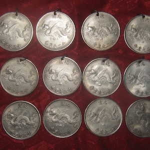 Wholesale  Lot  Of  8  Chinese  Dragon Coin Pendants 4 Novelty Coins