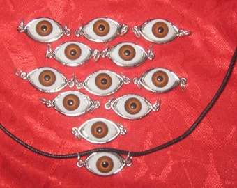 Wholesale Lot of a  Dozen  Brown  Eyeball  Pendants