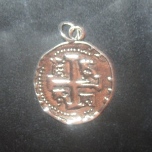 ONE Necklace Silver Tone  Pieces Of  Eight Pirate COIN Pendant