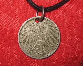 VINTAGE Early 1900's German Eagle Coin Pendant Necklace