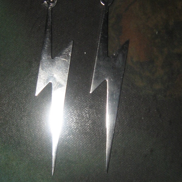 New Large Stainless  Steel  Lightning  Bolt  Earrings