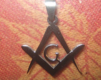 New Stainless Steel 25MM Freemason Mason Masonic Symbol Charm Pendant Necklace