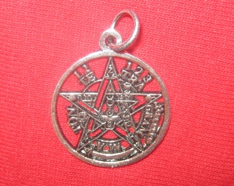 Pewter 23mm Tetragrammaton Wiccan Pagan Pentagram Star Pendant Necklace