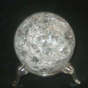 50MM Crackle Glass Magic Prism Ball Sphere Paperweight With Metal Stand