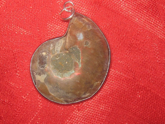 Pendentif Fossile Ammonite Sur Argent Opalescent – 58 Carats – Origine Maroc