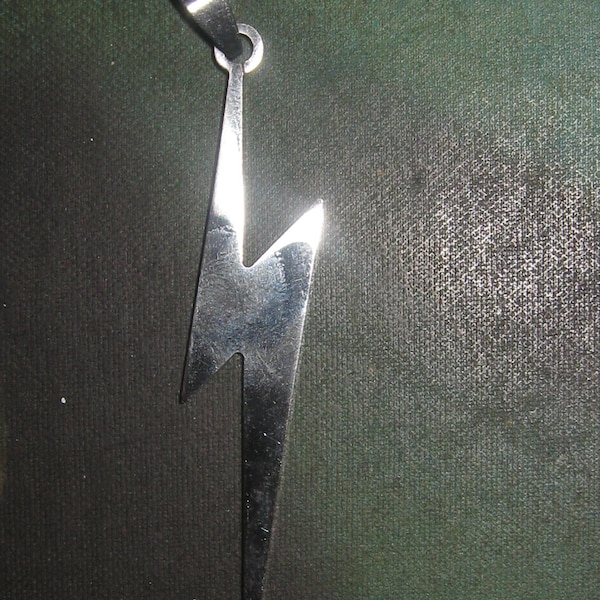 Large 70MM Lightning Bolt Stainless Steel  Pendant Necklace