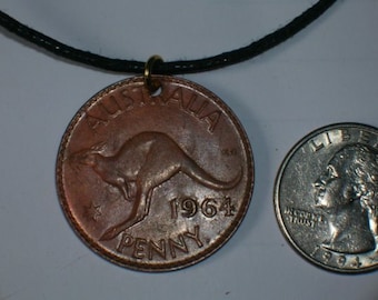 Vintage Australian Kangaroo Coin Pendant Necklace