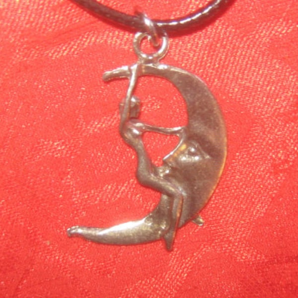 Lady Riding The Moon Lead Free Pewter/Zinc Pendant Necklace