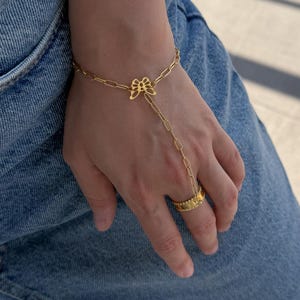 Dainty 18k Gold Plated Hand Chain Bracelet with Butterfly