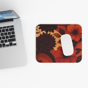 Stylish Floral Mouse Pad, Office Desk Decor, Floral Accessories, Gift for Work, Home Office Essentials, Computer Mouse Mat
