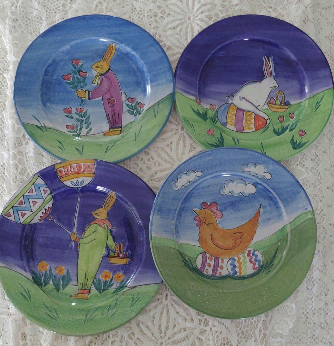 Vintage Mesa International Spain Easter Rabbit Dinnerware Set of 4 ...