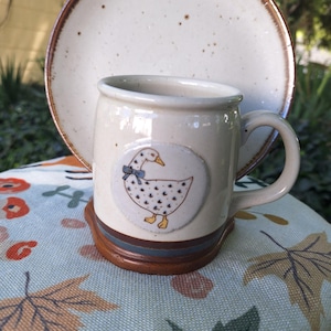 Vintage Collectible Goose Mug & Otari Dessert Plate-Stoneware Starter set -Handcrafted Japan Farmhouse Kitchen - Cottagecore Kitchen