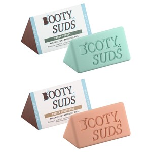 Booty Suds - The Original Designated Butt Soap Bar - Vegan, All Natural, Cruelty Free, Paraben Free, Handmade - His Two Pack