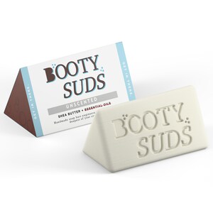 Booty Suds - The Original Designated Butt Soap Bar - Vegan, All Natural, Cruelty Free, Paraben Free, Handmade - Unscented