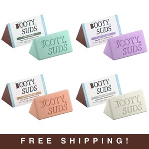 Booty Suds - The Original Designated Butt Soap Bar - Vegan, All Natural, Cruelty Free, Paraben Free, Handmade - Variety Four Pack