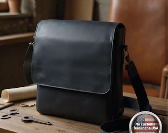 Handcrafted Crossbody Bag for Men | Men's Leather Shoulder Bag School | Boyfriend Gift | Messenger    Handbag