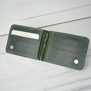Clip para billetes de cuero rústico: billetera delgada plegable para hombre, clip para billetes personalizado, billetera de cuero, ideal como regalo de graduación y para novios.
