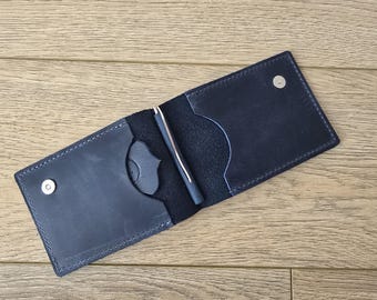 Clip para billetes de cuero grabado, clip para billetes personalizado para hombre, regalo para novio, regalo de graduación, billetera de cuero, billetera delgada con clip