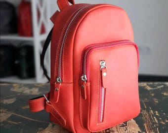 Handmade Leather Backpack Purse for Women: Personalized Laptop Backpack, Womens Leather Bag, Custom Minimalist Backpack, Gift Idea