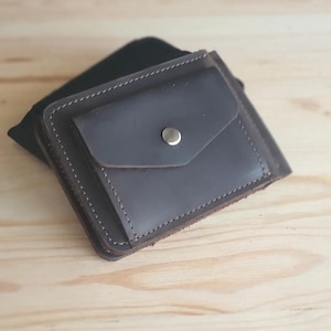 Portafoglio in pelle con fermasoldi cucito a mano - Bifold per uomo, fermasoldi personalizzato, portafoglio in pelle, regalo ideale per anniversario o laurea
