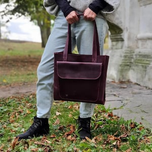 Personalized Leather Tote Bag for Women, Handmade Market Tote, Laptop & Book Bag, Custom Leather Purse, Everyday Leather Bag, Unique Gift