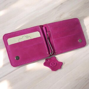 Clip de dinero de cuero personalizado, billetera con clip de dinero grabado personalizado, regalo de aniversario para mujer, regalo de graduación, billetera de cuero con clip