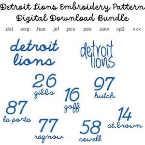 Detroit Lions Embroidery Pattern Bundle