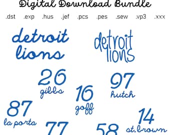 Detroit Lions Embroidery Pattern Bundle