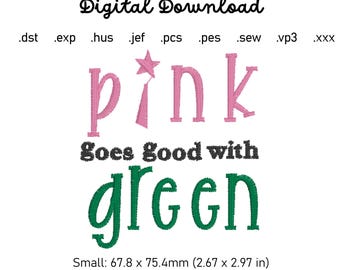 Wicked Inspired Embroidery Pattern - Pink Goes Good With Green