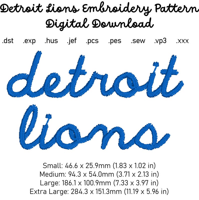 Detroit Cursive Detroit Lions Embroidery Pattern Bundle - Etsy