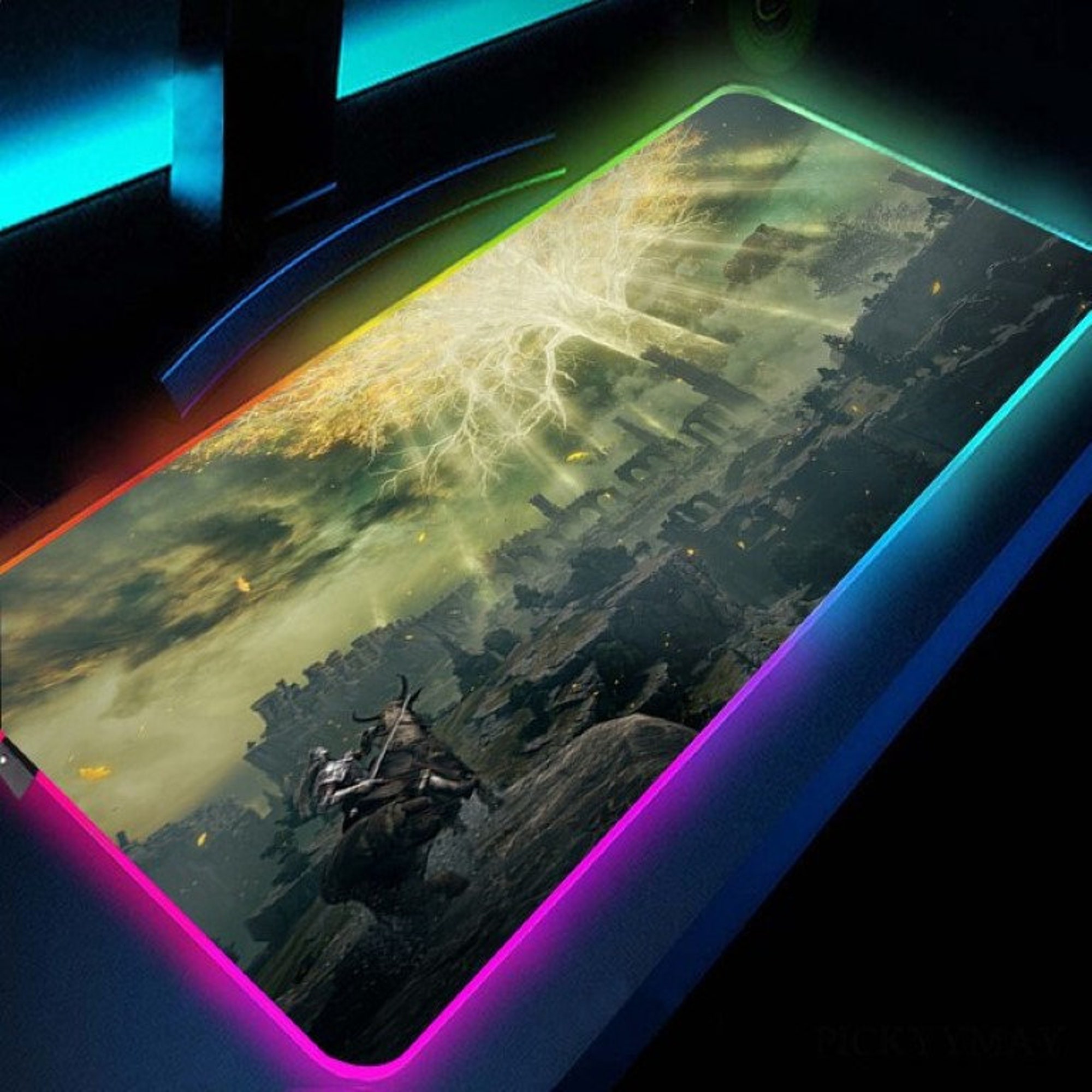 Elden Ring Gaming LED Mouse Pad RGB Backlight Computer Mouse