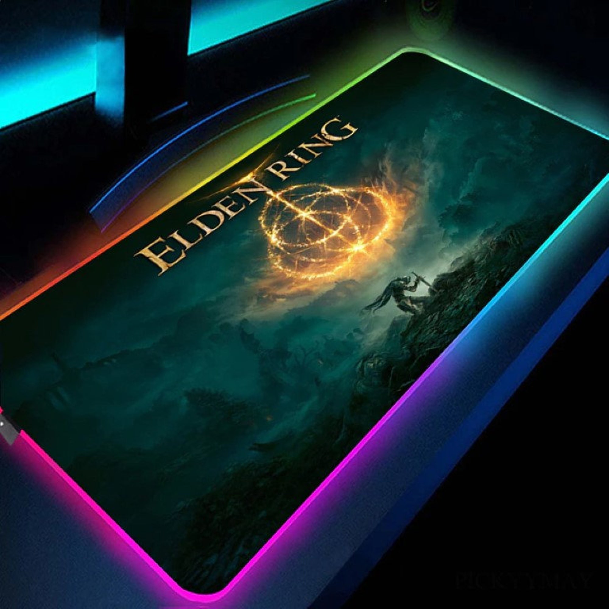 Elden Ring Gaming LED Mouse Pad RGB Backlight Computer Mouse